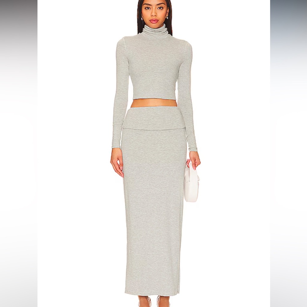 NWT AFRM Esin Maxi Skirt in Heather Grey